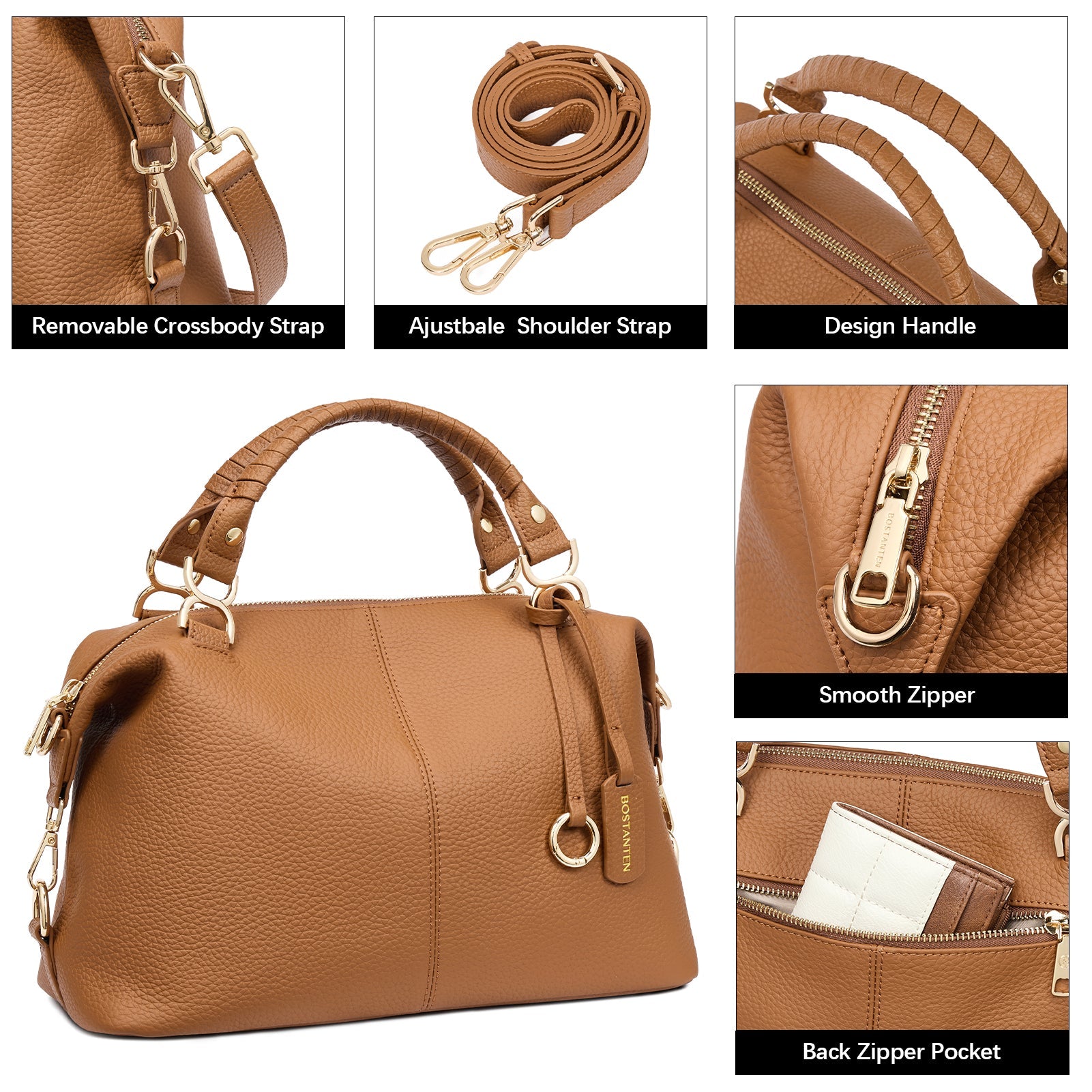 Nevin handbag shown with removable crossbody strap
